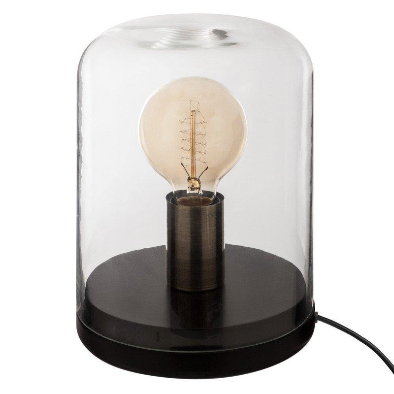 Lampa stojąca z abażurem ze szkła, oryginalna, czarna lampka nocna.