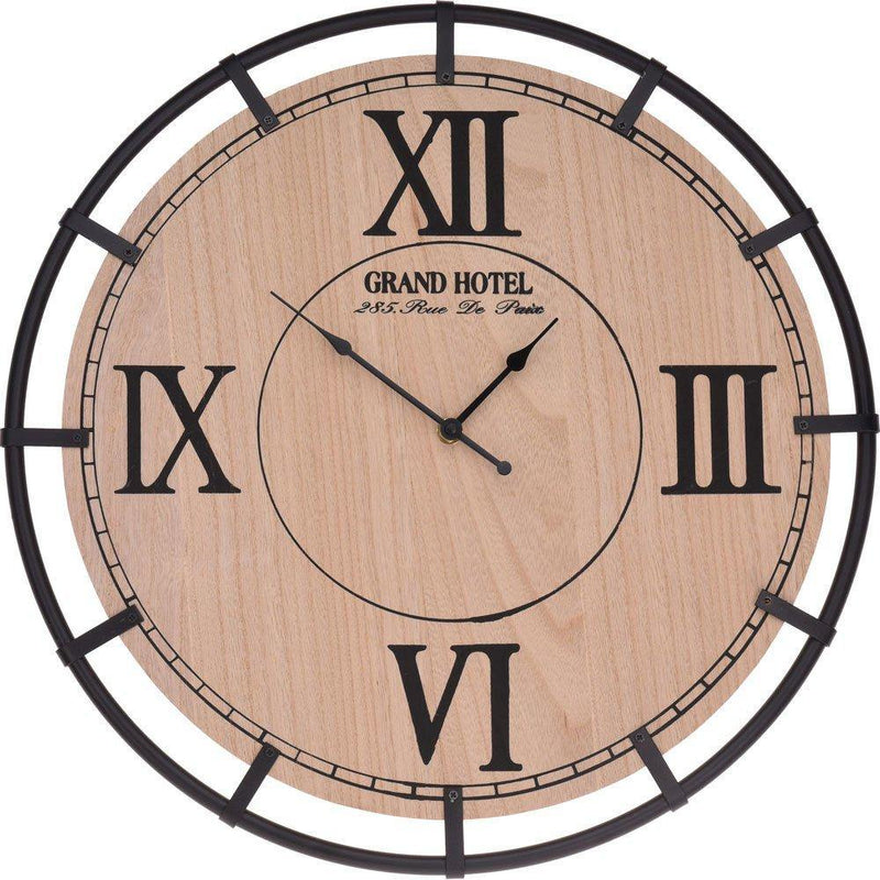 Zegar ścienny elegancki styl retro drewniana tarcza i metalowa rama