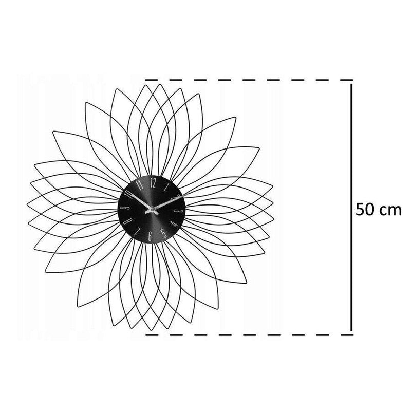 Zegar ścienny kwiat, metalowy element wyposażenia w stylu nowoczesnym