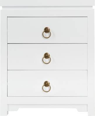 Szafka nocna biała z 3 szufladkami, 45 x 30 x 55 cm