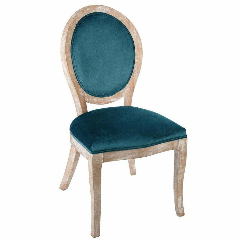Krzesło z weluru Shabby Chic do salonu, kolor turkusowy