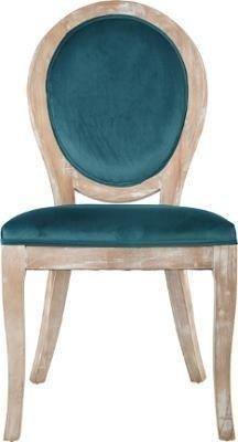 Krzesło z weluru Shabby Chic do salonu, kolor turkusowy