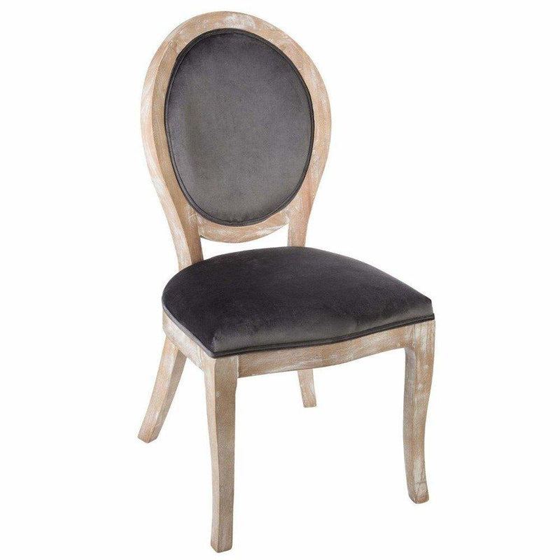 Krzesło z weluru Shabby Chic do salonu, kolor szary