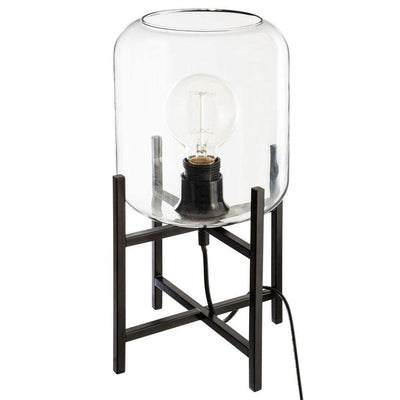 Lampa stołowa ze szklanym kloszem, 35 cm, industrialna