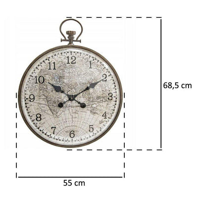 Zegar ścienny z dekoracyjną grafiką mapy świata, Ø 55 cm