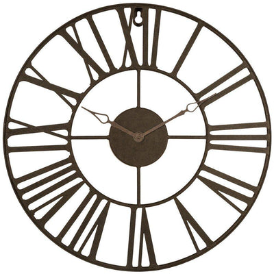 Zegar ścienny z cyframi rzymskimi, Ø 37 cm, kolor brązowy