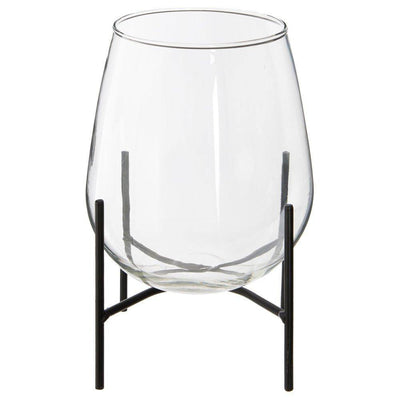 Wazon szklany na metalowym stojaku, 19 cm