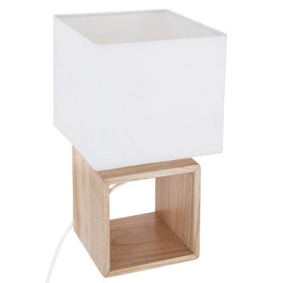 Lampa stołowa z kwadratowym abażurem, 32 cm, biała