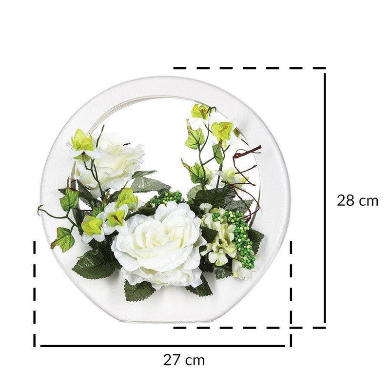 Kompozycja kwiatowa, biały bukiet, 28 cm