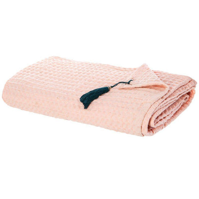 Narzuta na łóżko z tkaniny gofrowanej 130 x 180 cm, kolor różowy