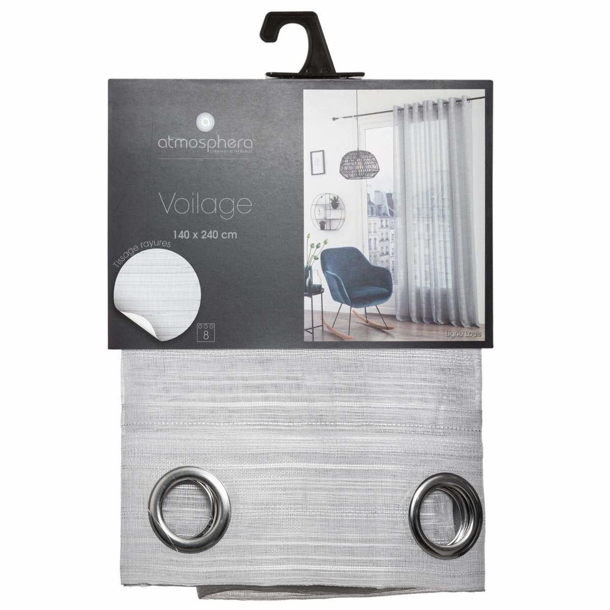 Firana gotowa w stylu skandynawskim LOUIS, 140 x 240 cm, kolor szary