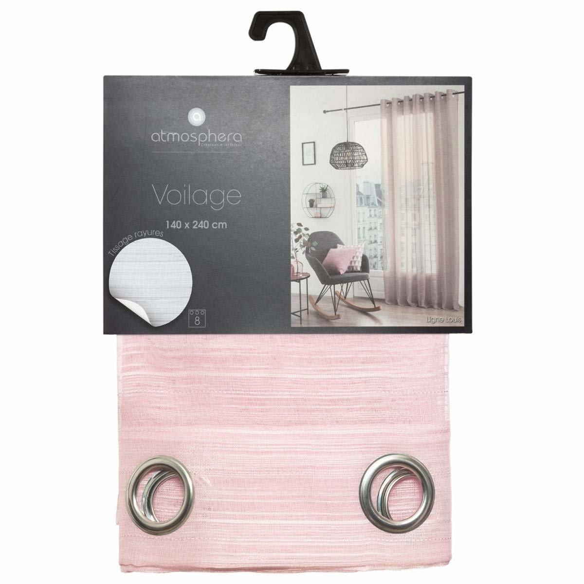 Firana gotowa w stylu skandynawskim LOUIS, 140 x 240 cm, kolor różowy