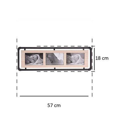 Multirama na 3 zdjęcia, 57 x 18 cm, drewniana z metalową ramką