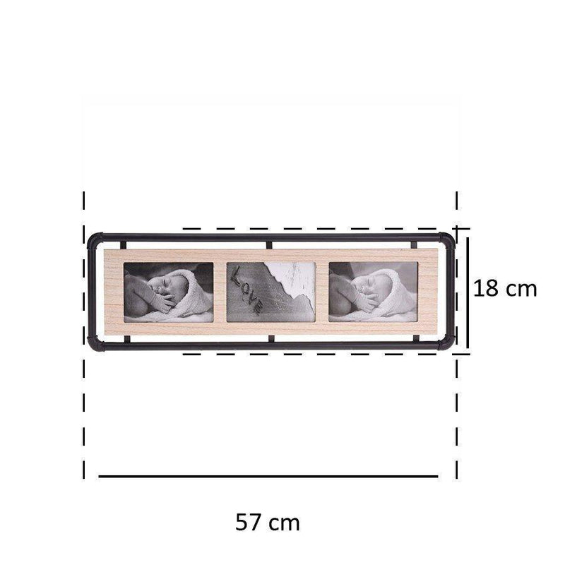 Multirama na 3 zdjęcia, 57 x 18 cm, drewniana z metalową ramką