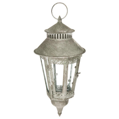 Lampion ogrodowy, latarenka do ogrodu, wisząca, kolor srebrny