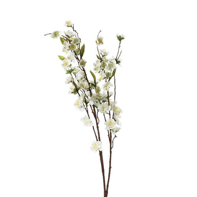 Gałązka sztucznych kwiatów kwitnących, 110 cm, kolor biały