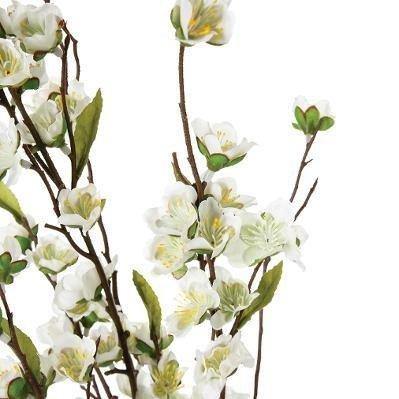Gałązka sztucznych kwiatów kwitnących, 110 cm, kolor biały