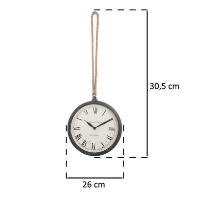 Zegar ścienny w stylu vintage, czarny, Ø26 cm