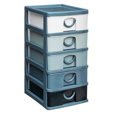 Organizer na drobiazgi z 5 szufladkami, 13 x 16 x 26 cm, kolor niebieski