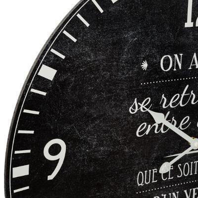 Zegar ścienny On Aime czarny, styl vintage, Ø 57 cm