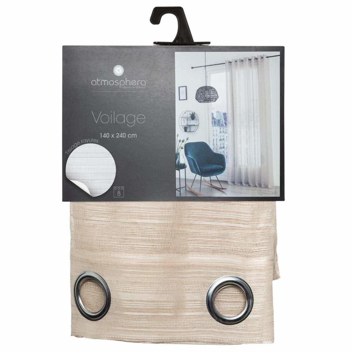 Zasłona dekoracyjna na okno, lniana, 140 x 240 cm, kolor brzoskwiniowy