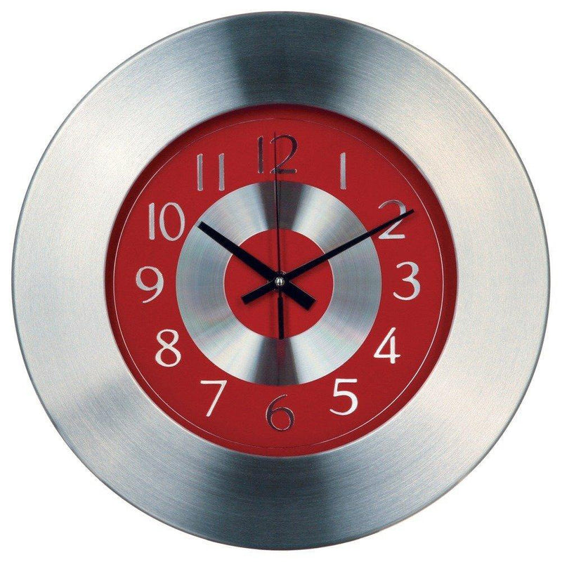 Zegar kuchenny w aluminiowej oprawie, Ø33 cm, czerwony