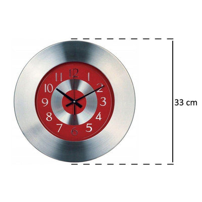 Zegar kuchenny w aluminiowej oprawie, Ø33 cm, czerwony