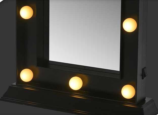 Lustro z oświetleniem LED, 33,5 x 19 cm, czarne