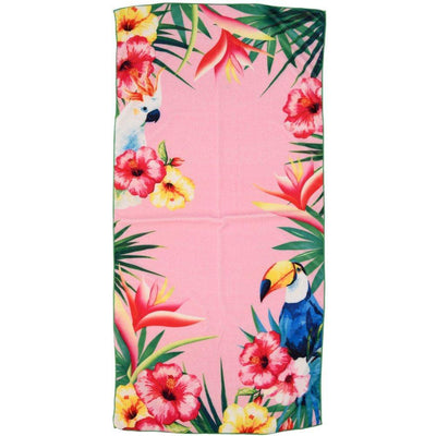 Ręcznik plażowy z egzotycznym wzorem, kolor różowy 75 x 150 cm