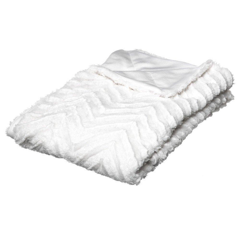 Dekoracyjna narzuta na łóżko imitująca sztuczne futro, 130 x 160 cm, biała