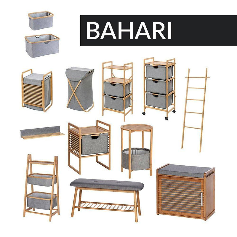 Regał dwie półki BAHARI, dwa koszyki z bambusową konstrukcją, WENKO