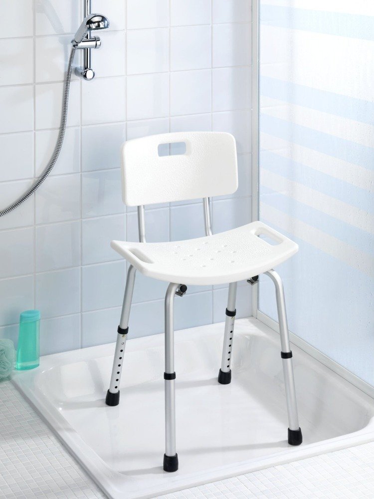 Krzesło pod prysznic z oparciem i regulacją wysokości SECURA, WENKO