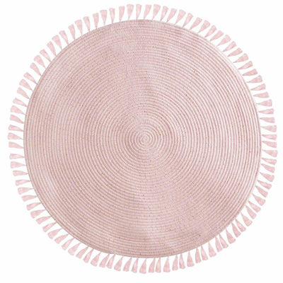 Okrągły dywan dekoracyjny Lurex, Ø 90 cm z frędzlami, kolor różowy