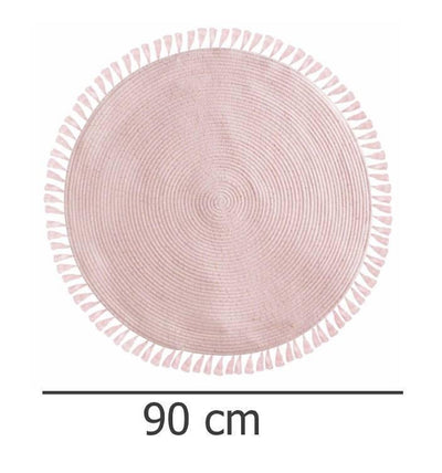 Okrągły dywan dekoracyjny Lurex, Ø 90 cm z frędzlami, kolor różowy