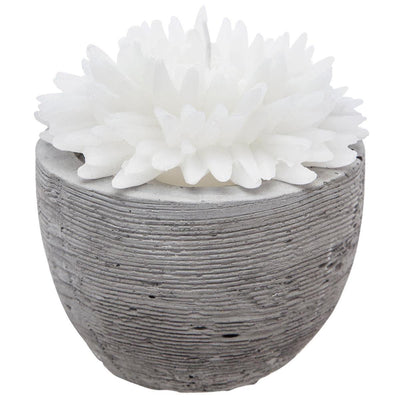 Świeca  dekoracyjna, biały kwiat w cementowej donicy, 100g