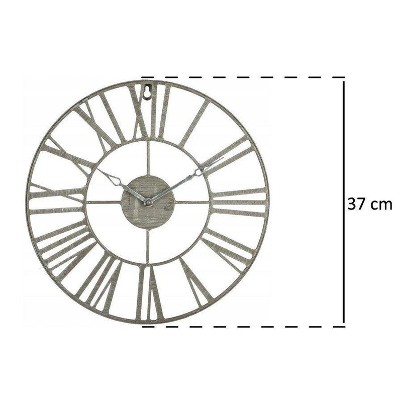 Zegar ścienny z cyframi rzymskimi, Ø 37 cm, kolor szary