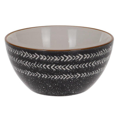 Miska ceramiczna na sałatki, kuchenna, Ø11 cm, kolor czarny ze wzorem w strzałki