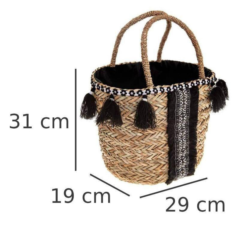 Torba na zakupy z trawy morskiej i ozdobnymi frędzlami, shopping bag