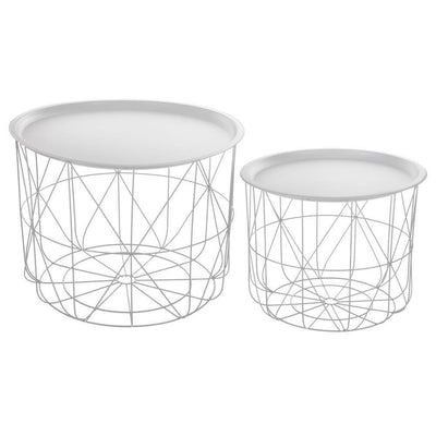 Zestaw dwóch okrągłych stolików kawowych, różne wielkości, kolor biały