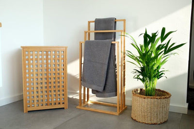 Bambusowy kosz na pranie z pokrywką - 92 litry, wyjmowany wkład, BAMBOO ZELLER - EMAKO