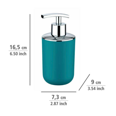 Zestaw akcesoriów łazienkowych BRASIL, dozownik na mydło + szczotka toaletowa + kosz na śmieci 2 l, kolor turkusowy, WENKO