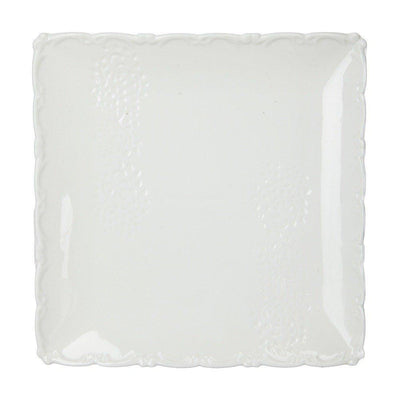 Talerz kwadratowy 21 x 21 cm, biały z dekoracyjnym wykończeniem