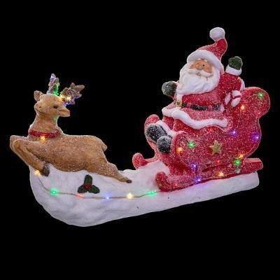 Ozdoba świetlna LED Święty Mikołaj z reniferem, 31 cm