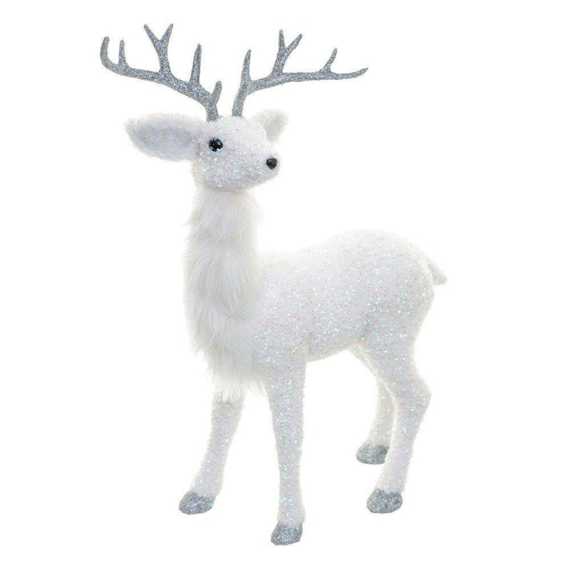 Figurka bożonarodzeniowa RENIFER, w kolorze białym, 50 cm