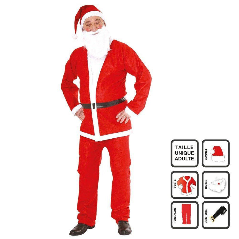 Strój Świętego Mikołaja dla dorosłych, kostium XMAS, 5 elementów
