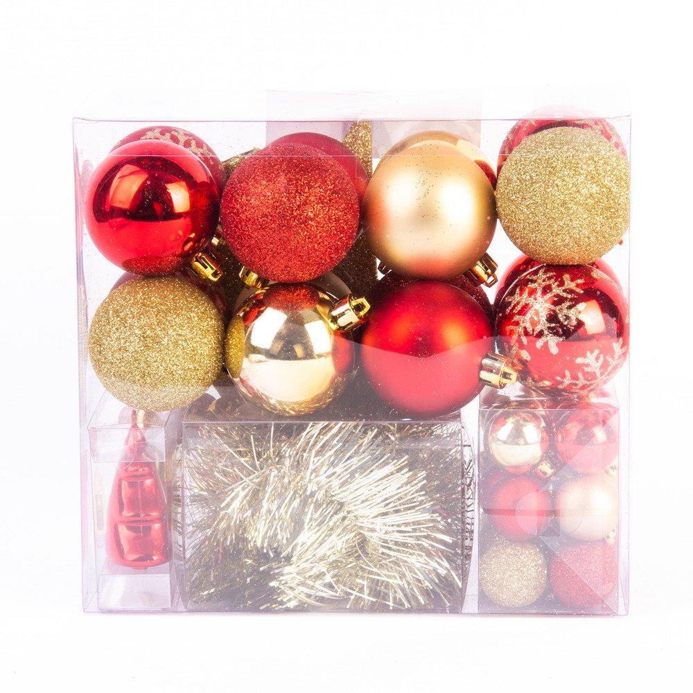 Komplet bombek na choinkę + gwiazda, 44 sztuk w komplecie