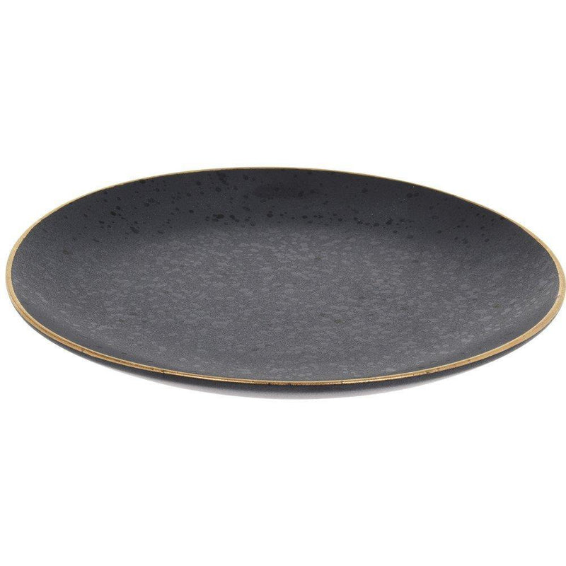 Talerz deserowy ceramiczny, Ø20 cm, czarny ze złotą aplikacją