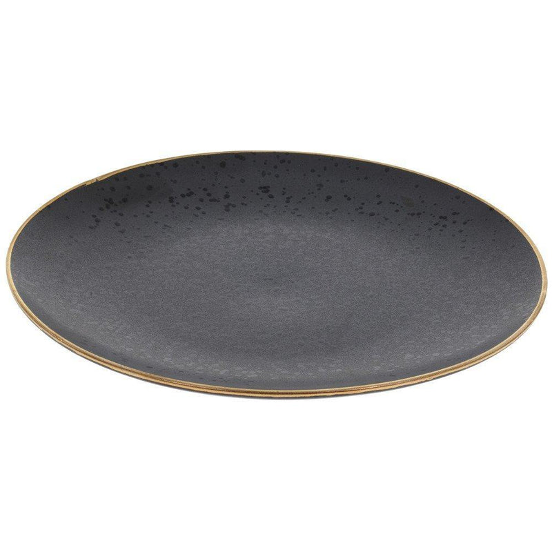 Talerz obiadowy ceramiczny, Ø28 cm, czarny ze złotą aplikacją