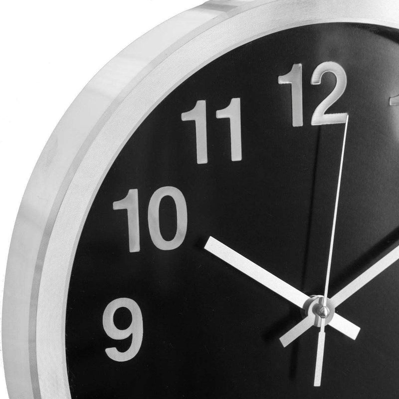 Zegar ścienny do biura, aluminiowy, kolor czarny, Ø 30 cm