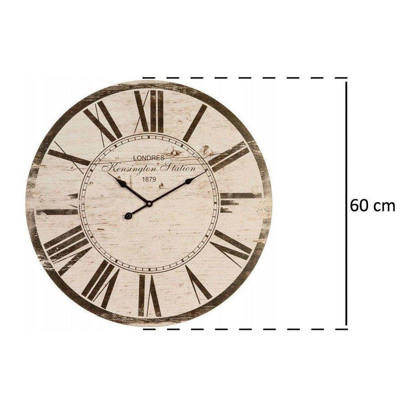 Zegar z cyframi rzymskimi, Ø 60 cm, kolor beżowy